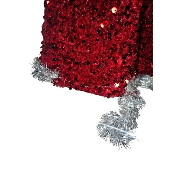 Eyeshadow Red Sequin Christmas Party Dress Womens XL Green Bow Present (Flaw) - Picture 2 of 7